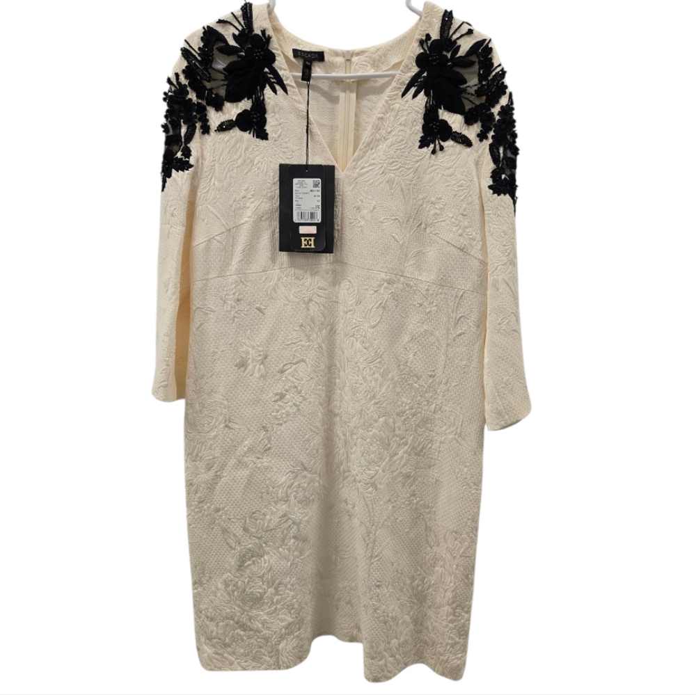 NWT Escada Embroidered Jacquard Dress Sz 42 - Picture 2 of 16